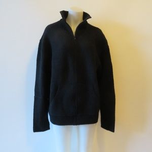 NYBASED BLACK ZIP UP WOOL SWEATER SZ XL*